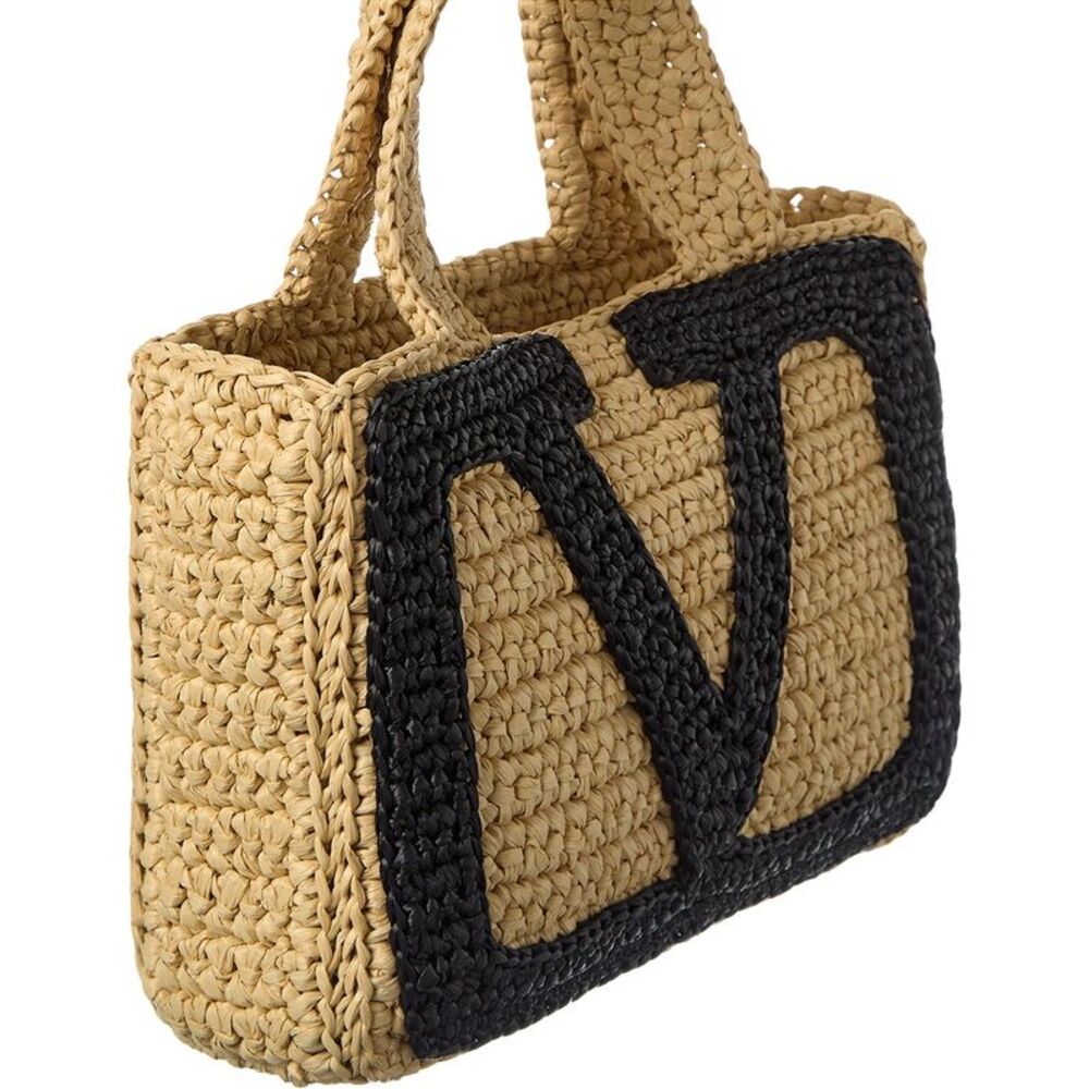 Valentino Viva Small Raffia Tote, Brown - Picture 3 of 4